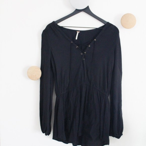 Free People Black Coverup with tassels Size Small Petite ( S / P ) - Picture 6 of 8